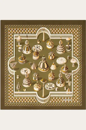 Salvatore Ferragamo Damen Seidenhalstuch mit Renaissance-Geometrien-Print