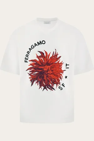 Salvatore Ferragamo Herren Kurzärmliges T-Shirt mit Maxi-Print