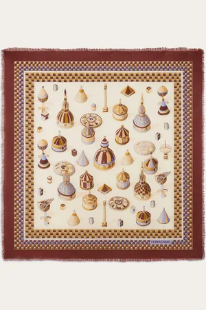 Salvatore Ferragamo Damen Schultertuch aus Kaschmir mit Renaissance-Geometrien-Print