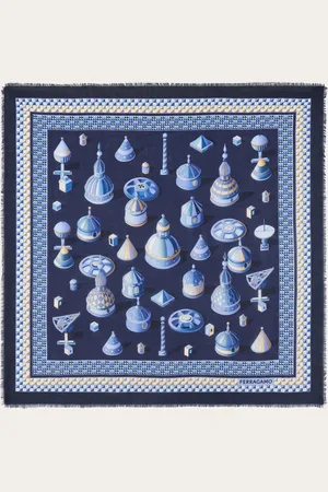 Salvatore Ferragamo Damen Schultertuch aus Kaschmir mit Renaissance-Geometrien-Print