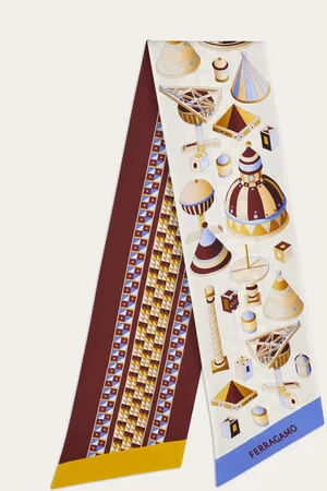 Salvatore Ferragamo Damen Bandeau-Tuch mit Renaissance-Geometrien-Print