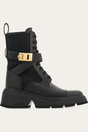 Salvatore Ferragamo Damen Monogram Springerstiefel Größe 35.5