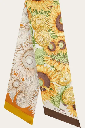 Salvatore Ferragamo Damen Bandeau-Tuch mit Sonnenblumen-Print