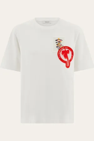 Salvatore Ferragamo Damen Kurzärmliges T-Shirt mit Flicken