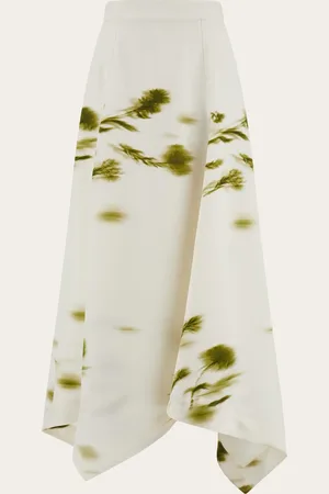 Salvatore Ferragamo Damen Midirock mit Taschentuchsaum und Blossom-Print