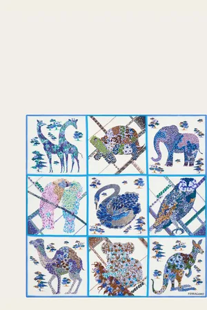 Salvatore Ferragamo Damen Patchwork print silk scarf