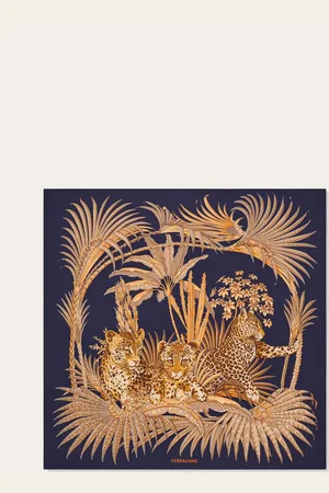 Salvatore Ferragamo Damen Seidenhalstuch mit Leoparden-Print
