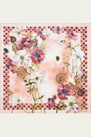 Salvatore Ferragamo Damen Fiori print silk scarf