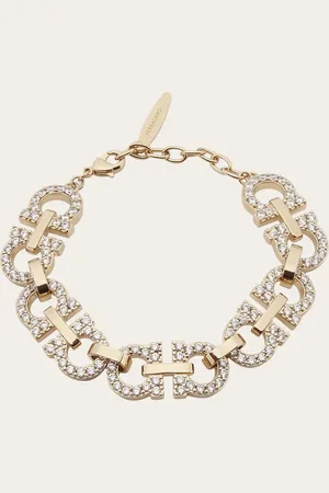 Salvatore Ferragamo Damen Crystal embellished Gancini bracelet
