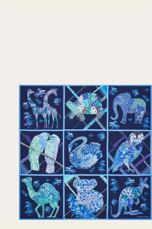 Salvatore Ferragamo Damen Patchwork print silk scarf