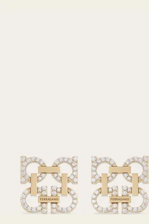 Salvatore Ferragamo Damen Crystal embellished four Gancini clip on earrings
