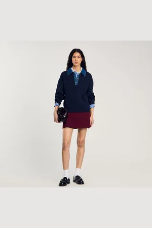 Sandro Pullover mit Kragen aus Jeansstoff