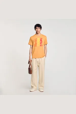 Sandro Baumwoll-T-Shirt mit Wellenmuster