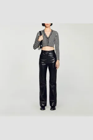 Sandro Kurze Strickjacke in Vichy-Jacquard