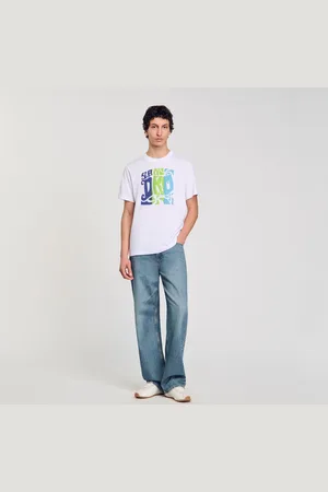 Sandro Baumwoll-T-Shirt mit Wellenmuster