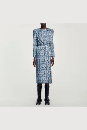 Sandro Langes Seidenkleid mit Drapierung