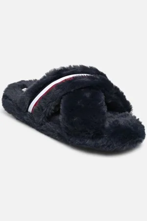 Tommy Hilfiger Hausschuhe FUR CROSS STRAP HOME SLIPPER - - Größe 35 - 36