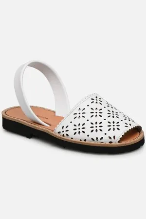 MINORQUINES Sandalen Avarca Cuir Perforé Fleur Blanco - - Größe 26