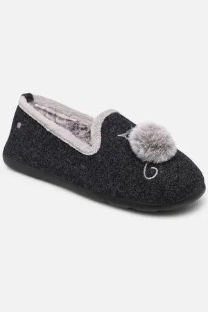 Isotoner Hausschuhe Slipper Ergonomique EveryWear feutrine – chat fantaisie - - Größe 36