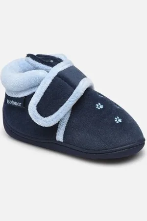 Isotoner Hausschuhe Bottillon Velcro Garçon Polyvelours - - Größe 20