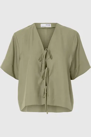 SELECTED Vorn Gebundene Top Mit V-ausschnitt