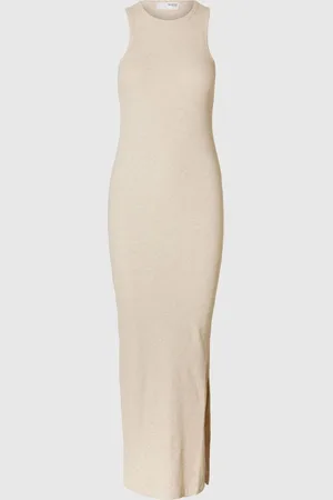 SELECTED Rippmuster Baumwoll Maxikleid