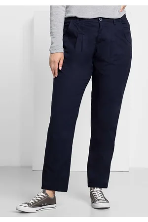 Sheego Schmal zulaufende Chinohose mit Bundfalten, , Gr.40