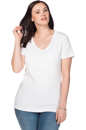 Sheego T-Shirt mit V-Ausschnitt, , Gr.40/42