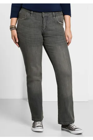 Sheego Bootcut-Jeans in 5-Pocket-Form, mit Used-Effekten, , Gr.40