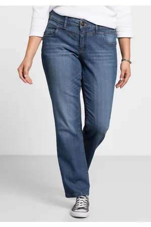 Sheego Gerade Jeans mit Used-Effekten, , Gr.40