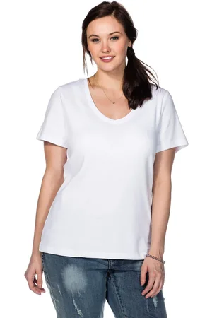 Sheego T-Shirt mit V-Ausschnitt, in Rippqualität, , Gr.40/42