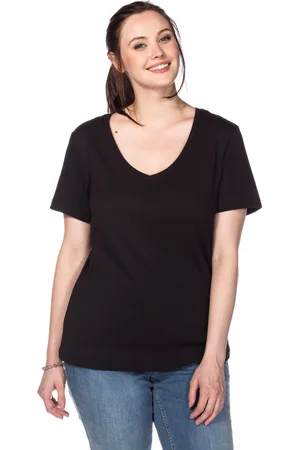 Sheego T-Shirt mit V-Ausschnitt, in Rippqualität, , Gr.40/42