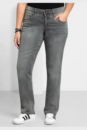 Sheego Gerade Jeans mit Used-Effekten, , Gr.40