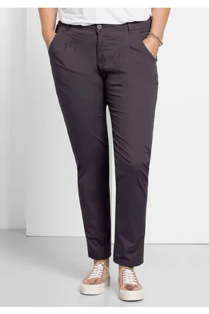 Sheego Schmal zulaufende Chinohose mit Bundfalten, , Gr.40