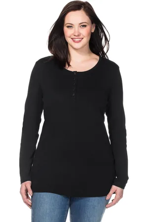 Sheego Langarmshirt mit Knopfleiste, , Gr.40/42