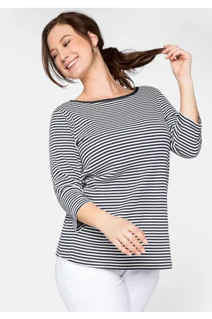 Sheego 3/4-Arm-Shirt mit garngefärbten Ringeln, , Gr.40/42