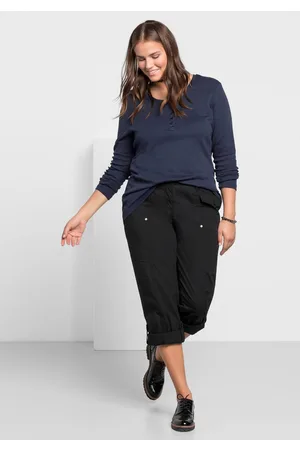 Sheego Gerade Hose mit Teilungsnähten und Krempelfunktion, , Gr.84
