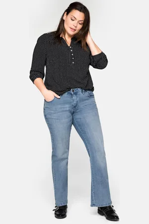 Sheego Bootcut-Jeans in 5-Pocket-Form, mit Used-Effekten, , Gr.40