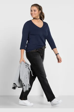 Sheego Gerade Jeans mit Used-Effekten, , Gr.40
