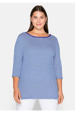 Sheego 3/4-Arm-Shirt mit garngefärbten Ringeln, , Gr.40/42