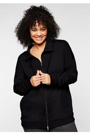 Sheego Shirtjacke mit Stehkragen und Bindeband, , Gr.40/42