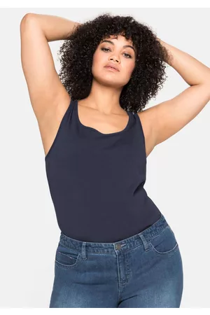 Sheego Tanktop aus Baumwolle, mit Rundhalsausschnitt, , Gr.40
