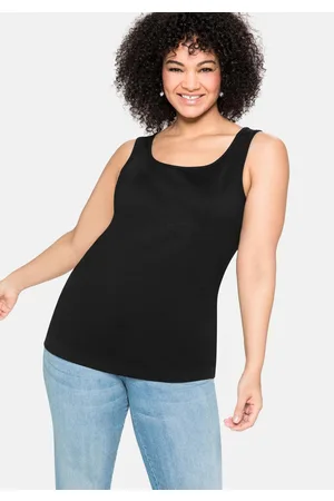 Sheego Tanktop aus Baumwolle, mit Rundhalsausschnitt, , Gr.40