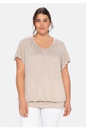 Sheego T-Shirt mit Flügelärmeln, aus Viskosejersey, , Gr.40/42
