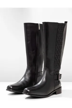 Sheego Weitschaftstiefel aus Leder, mit Schnallenbändern, , Gr.40