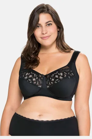 Sheego Komfort-BH ohne Bügel, mit Spitze und Mesh-Details, , Gr.95G