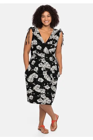 Sheego Kleid in Wickeloptik, mit floralem Druck, , Gr.40