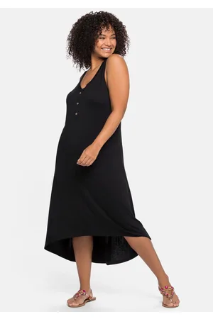 Sheego Ärmelloses Strandkleid, hinten länger als vorn, , Gr.40