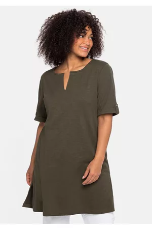 Sheego Longshirt mit geschlitztem Ausschnitt, , Gr.40/42
