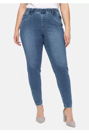 Sheego Jeggings mit Gummibund und Gürtelschlaufen, , Gr.40